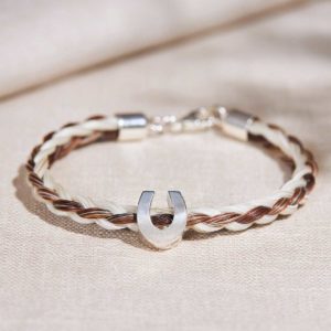 Pferdehaar-Armband mit Hufeisen-Perle